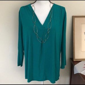 NWOT Michael Stars Peacock Split Neck Blouse